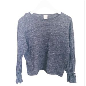 ZARA Kids Heathered Long Sleeve Top With Knotted Detail Arm Cuffs Grey 13-14Y
